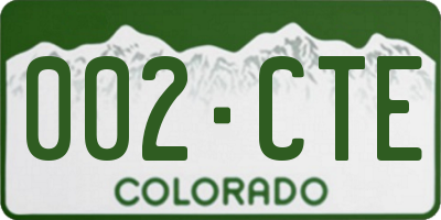 CO license plate 002CTE