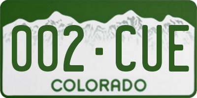 CO license plate 002CUE