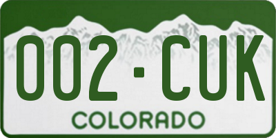 CO license plate 002CUK
