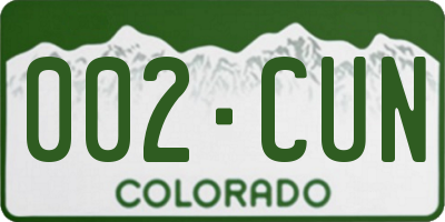 CO license plate 002CUN