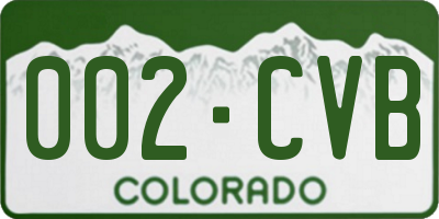 CO license plate 002CVB