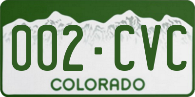 CO license plate 002CVC