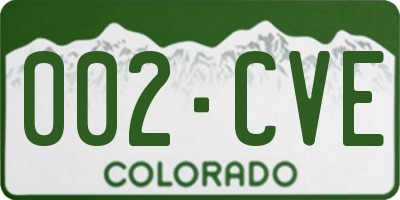 CO license plate 002CVE