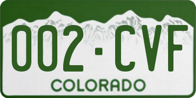 CO license plate 002CVF