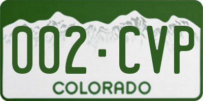 CO license plate 002CVP