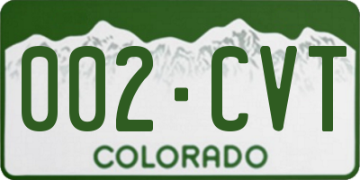 CO license plate 002CVT