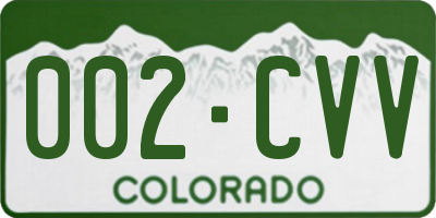 CO license plate 002CVV