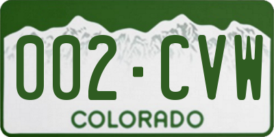CO license plate 002CVW