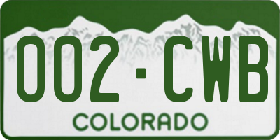 CO license plate 002CWB