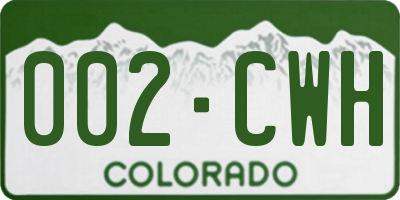 CO license plate 002CWH