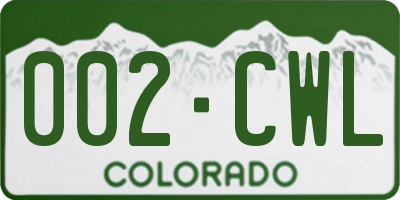 CO license plate 002CWL