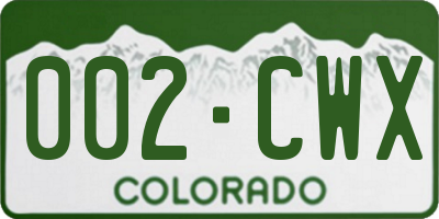 CO license plate 002CWX