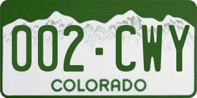 CO license plate 002CWY