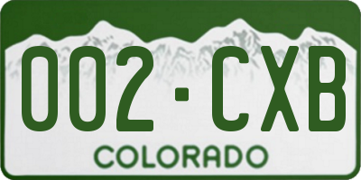 CO license plate 002CXB