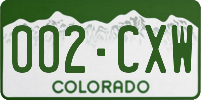 CO license plate 002CXW