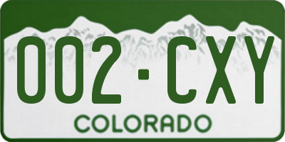 CO license plate 002CXY