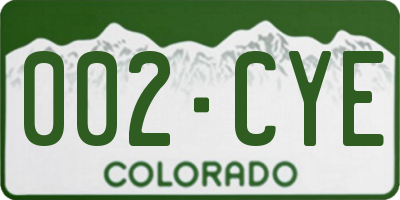 CO license plate 002CYE