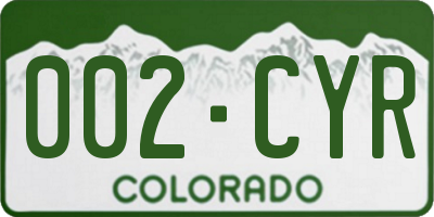 CO license plate 002CYR