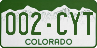 CO license plate 002CYT