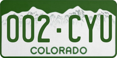 CO license plate 002CYU