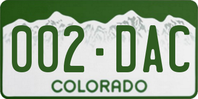 CO license plate 002DAC