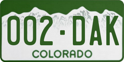 CO license plate 002DAK