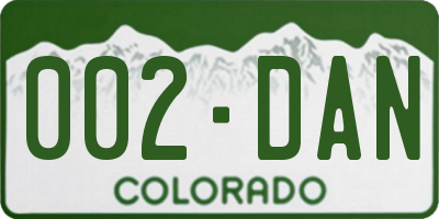 CO license plate 002DAN
