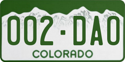CO license plate 002DAO
