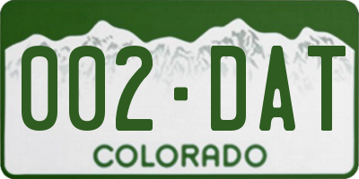 CO license plate 002DAT