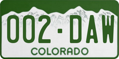 CO license plate 002DAW