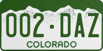 CO license plate 002DAZ