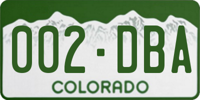 CO license plate 002DBA