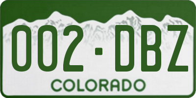 CO license plate 002DBZ