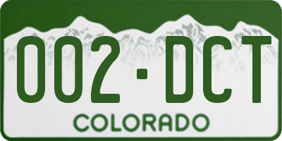 CO license plate 002DCT
