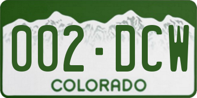 CO license plate 002DCW