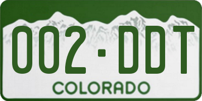 CO license plate 002DDT