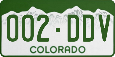 CO license plate 002DDV