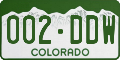 CO license plate 002DDW