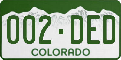 CO license plate 002DED