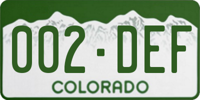 CO license plate 002DEF