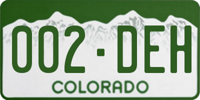 CO license plate 002DEH