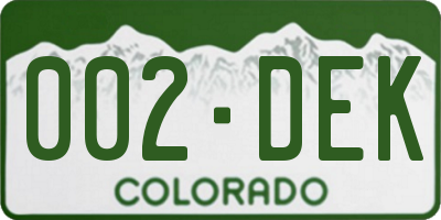 CO license plate 002DEK