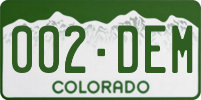 CO license plate 002DEM