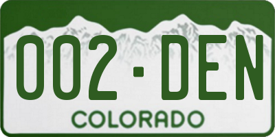 CO license plate 002DEN