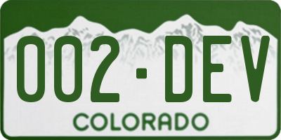 CO license plate 002DEV