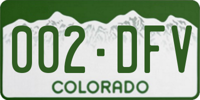 CO license plate 002DFV