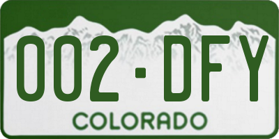 CO license plate 002DFY