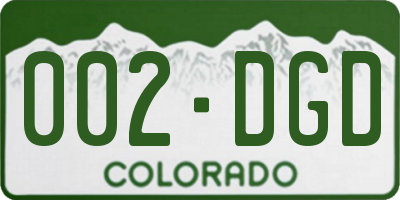 CO license plate 002DGD