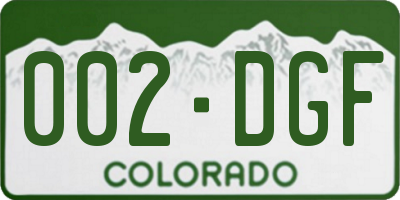 CO license plate 002DGF