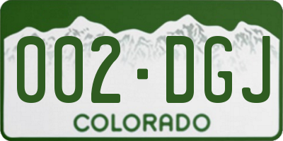 CO license plate 002DGJ